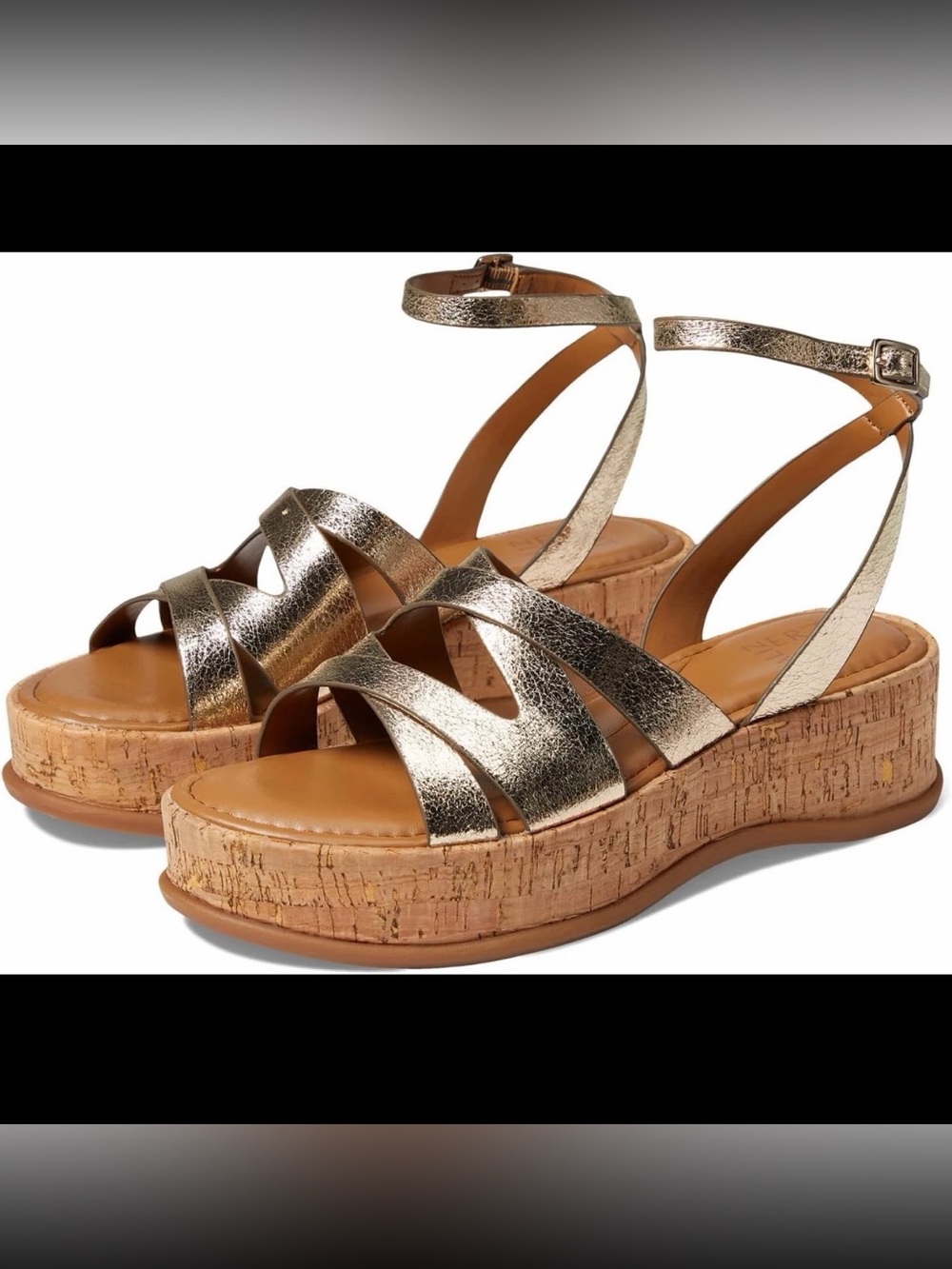Naturalizer Women's Riley Platform Heel Strappy Sandal Light Bronze size 6.5 M